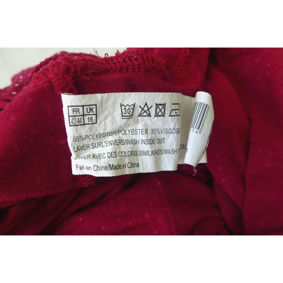 In Extenso Mini Skirt 12/L Tiered Ruffles Polka Dots Cottage Feminine Red White - Picture 6 of 6